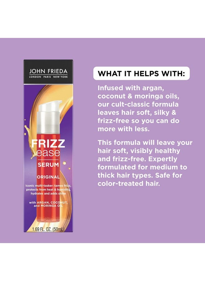 John Frieda Anti Frizz, Frizz Ease Original Hair Serum, Anti-Frizz Heat Protecting, Infused with Silk Protein, 1.69 fl oz