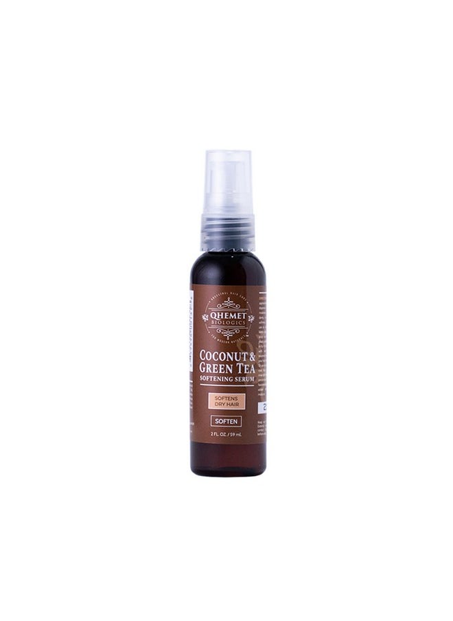 Qhemet Biologics Coconut & Green Tea Softening Serum - Lightweight Hair Serum to Soften, Smooth & Revitalize Dry Hair - Adds Slip and Shine to Thin, Fine, Low Porosity Hair (2 oz)