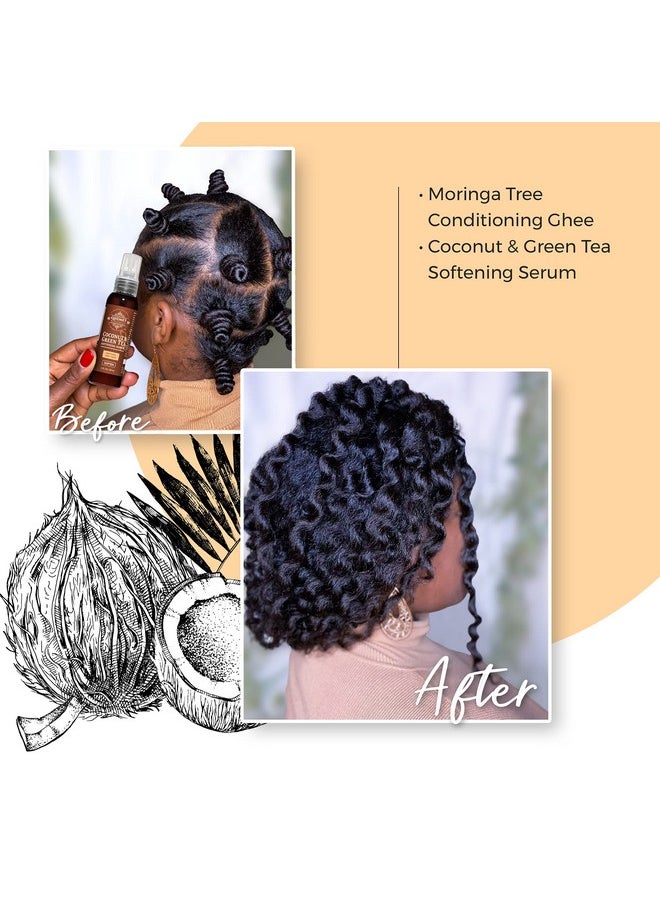Qhemet Biologics Coconut & Green Tea Softening Serum - Lightweight Hair Serum to Soften, Smooth & Revitalize Dry Hair - Adds Slip and Shine to Thin, Fine, Low Porosity Hair (2 oz)