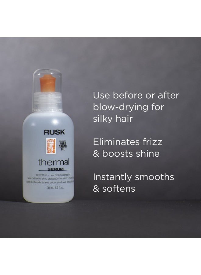 RUSK Designer Collection Thermal Serum with Argan Oil, 4.2 Oz, Alcohol-Free, Heat Protection and Shine, Frizz Eliminator, Great for Conditioning and Incredible Shine