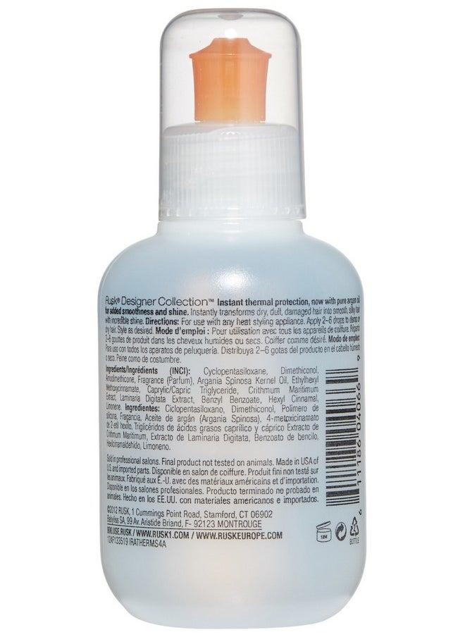 RUSK Designer Collection Thermal Serum with Argan Oil, 4.2 Oz, Alcohol-Free, Heat Protection and Shine, Frizz Eliminator, Great for Conditioning and Incredible Shine