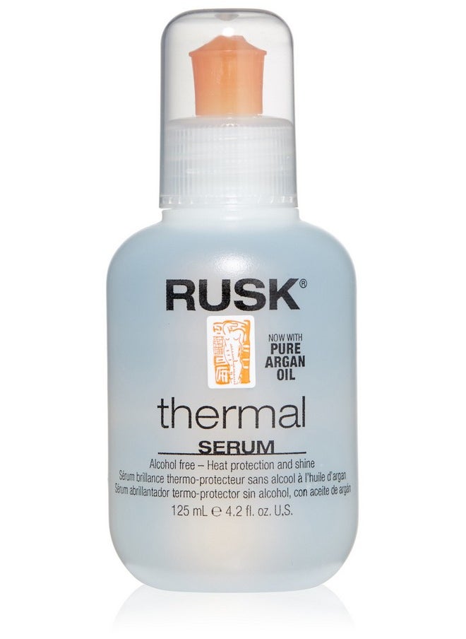 RUSK Designer Collection Thermal Serum with Argan Oil, 4.2 Oz, Alcohol-Free, Heat Protection and Shine, Frizz Eliminator, Great for Conditioning and Incredible Shine
