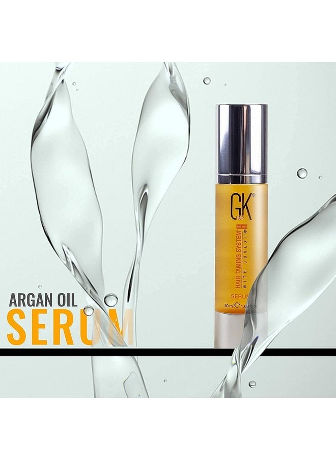 GK HAIR Global Keratin Hair Smoothing Serum (1.69 Fl. Oz/50ml) - 100% Organic Argan Oil Hydrating Strength Shine Dry Damaged Repair Anti Frizz Moistures Nourishment & Weightless Styling All Hair Types