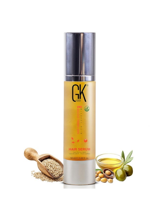 GK HAIR Global Keratin Hair Smoothing Serum (1.69 Fl. Oz/50ml) - 100% Organic Argan Oil Hydrating Strength Shine Dry Damaged Repair Anti Frizz Moistures Nourishment & Weightless Styling All Hair Types