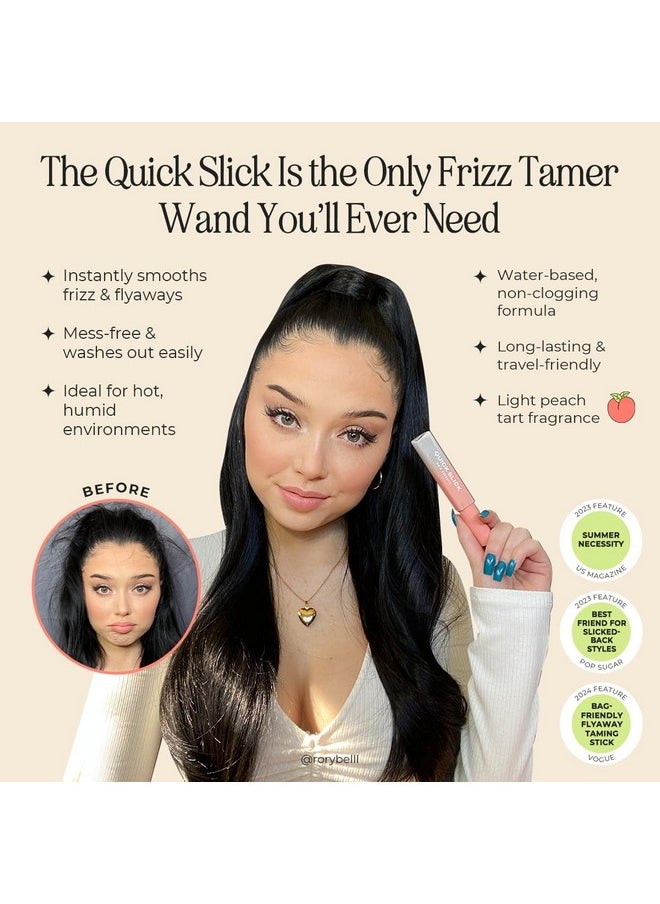INH Hair Mascara for Flyaways | Quick Slick Hair Finishing Stick for Flyaways, Frizz Control, & Slick Back Look | Non Greasy & Non Comedogenic Smoothing Serum & Frizz Tamer Wand | Peach Tart, 18ml
