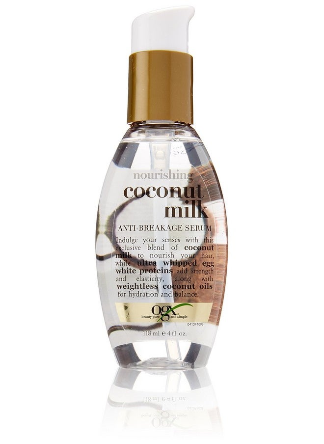 OGX Nourishing Coconut Milk Anti-Breakage Serum, 4 Ounce (Pack of 2) (91008)