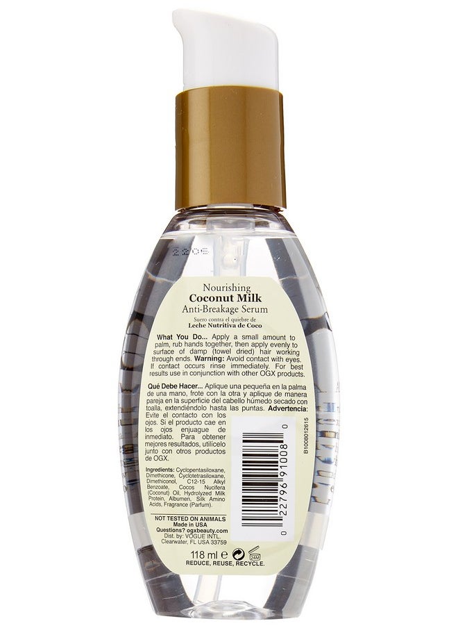 OGX Nourishing Coconut Milk Anti-Breakage Serum, 4 Ounce (Pack of 2) (91008)