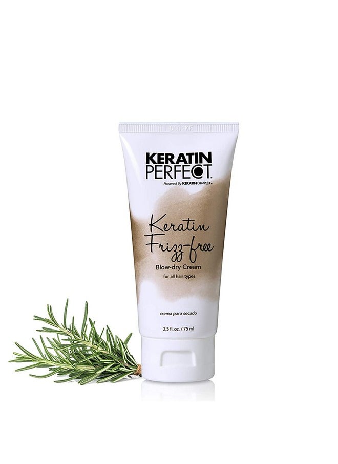 Keratin Perfect Frizz-Free Blow Dry Cream - Hair Treatment Made With Natural And Clean Ingredients - Helps Restore Shine And Smoothness - Ultra Revitalizing Serum Makes Hair More Manageable - 2.5 Oz