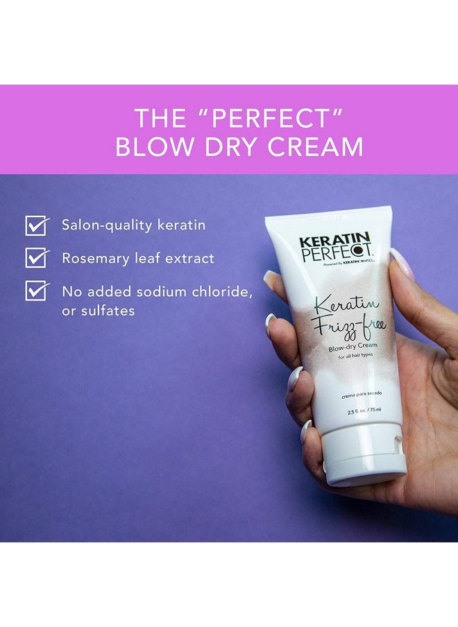 Keratin Perfect Frizz-Free Blow Dry Cream - Hair Treatment Made With Natural And Clean Ingredients - Helps Restore Shine And Smoothness - Ultra Revitalizing Serum Makes Hair More Manageable - 2.5 Oz