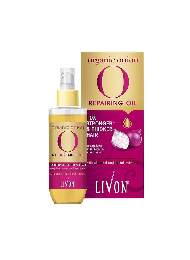 Livon Hair Serum for Men & Women | Sulphate & Paraben free| For All Hair Types | Lightweight & Non Greasy | Organic Onion Repairing Serum Oil | Enriched with Almond & Floral Extracts | 3.3 Fl. oz