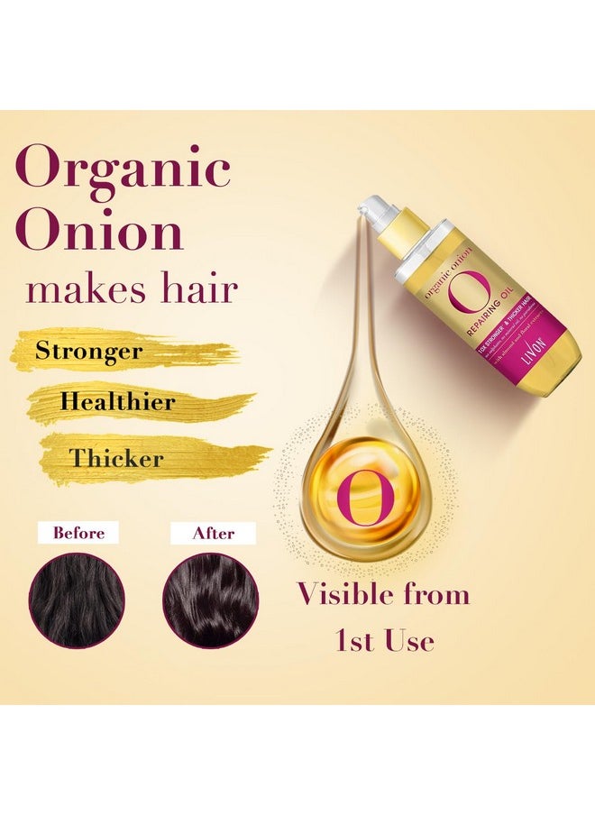 Livon Hair Serum for Men & Women | Sulphate & Paraben free| For All Hair Types | Lightweight & Non Greasy | Organic Onion Repairing Serum Oil | Enriched with Almond & Floral Extracts | 3.3 Fl. oz