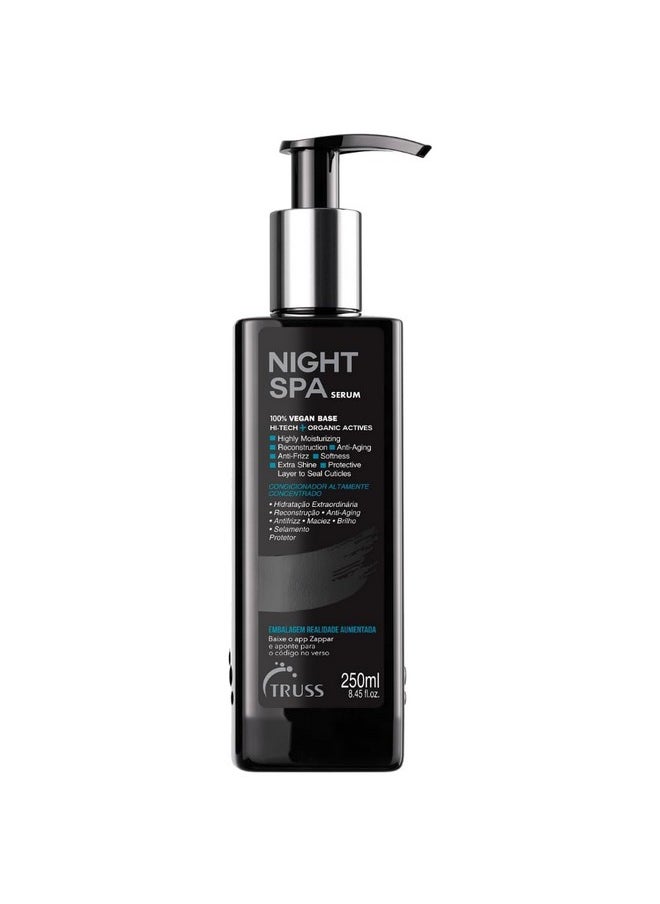 TRUSS Night Spa Serum - Anti Aging Damaged Hair Treatment with 100% Vegan Wax Base - Anti Frizz Hair Serum for Extra Shine, Moisture and Elasticity - (250 ml)