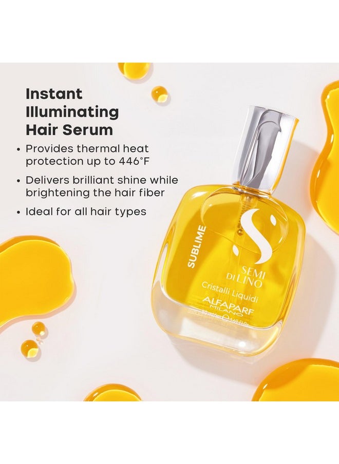 Alfaparf Milano Semi di Lino Sublime Cristalli Liquidi Hair Oil Serum with Thermal Protection - Anti Frizz Hair Serum & Smoothing Heat Protectant Spray with Vitamin E for Frizzy Hair (0.51 oz / 15 ml)