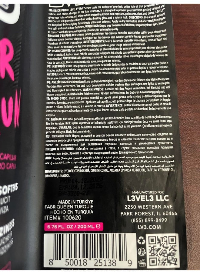 L3 Level 3 Hair Serum - Repairs your Damaged Hair - Softens and Smoothing - Level Three Hair Smoothing Serum - Reduces Frizziness (6.8 oz, Hair Serum)