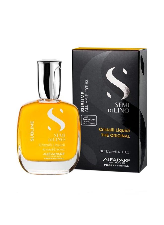 Alfaparf Milano Semi di Lino Sublime Cristalli Liquidi Hair Oil Serum with Thermal Protection - Anti Frizz Hair Serum & Smoothing Heat Protectant Spray with Vitamin E for Frizzy Hair (1.69 oz / 50 ml)
