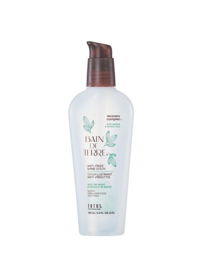 Bain de Terre Recovery Complex Anti-Frizz Shine Serum, Silky Shine & Frizz Control with Argan & Monoi Oils, Paraben-Free, Alcohol-Free, Color-Safe, Vegan, 3.4 Fl Oz