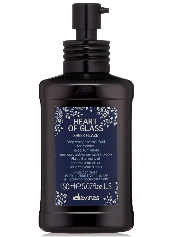 Davines Heart of Glass Sheer Glaze for Blonde Care, Leave On Thermal Styling Support, Add Shine And Heat Protect, 5.07 fl. oz.