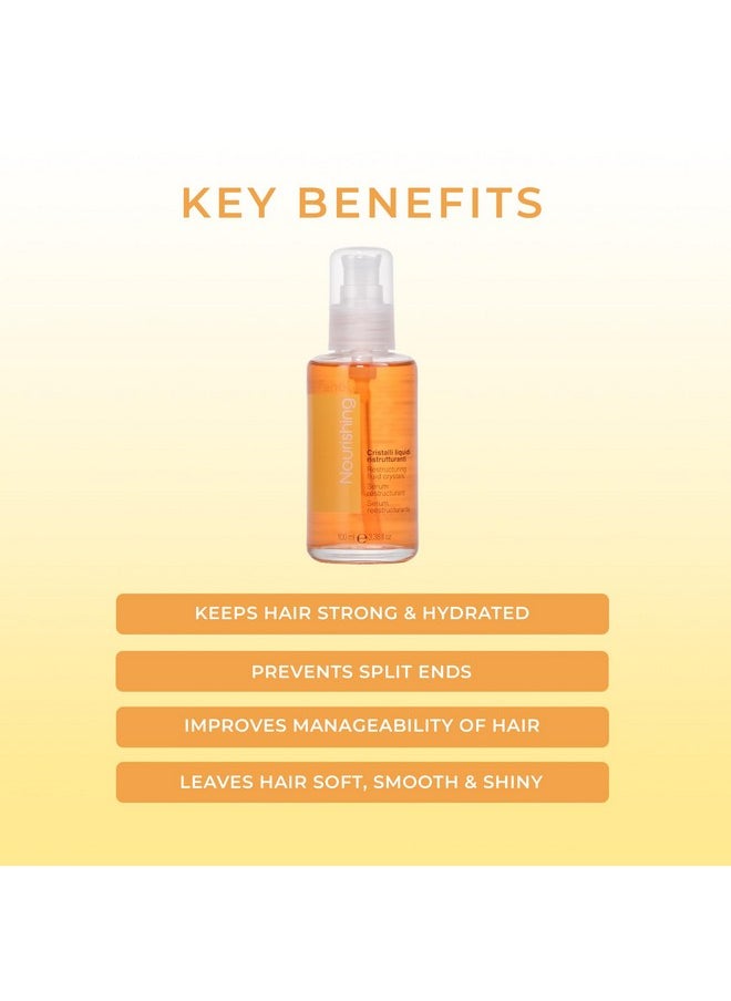 Fanola Nourishing Restructuring Fluid Crystals Hair Serum Detangles, Adds Shine, And Prevents Split Ends For Curly, Frizzy And Permed Hair 3.38oz