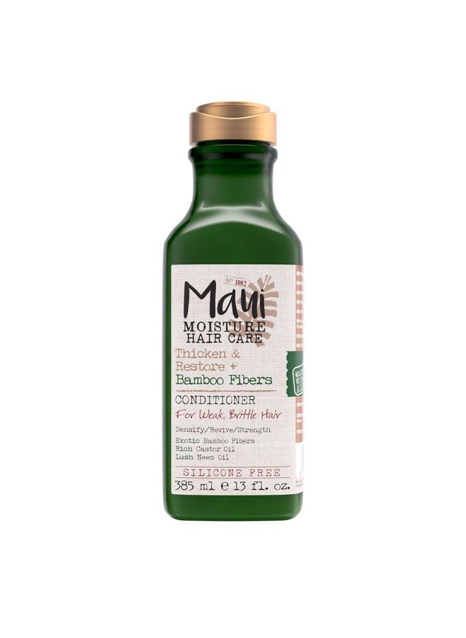Maui Moisture Thicken & Restore + Bamboo Fibers Strengthening Conditioner to Soften Transitioning or Natural Hair & Renew Brittle Hair, Vegan, Silicone & Paraben-Free, 13 fl oz