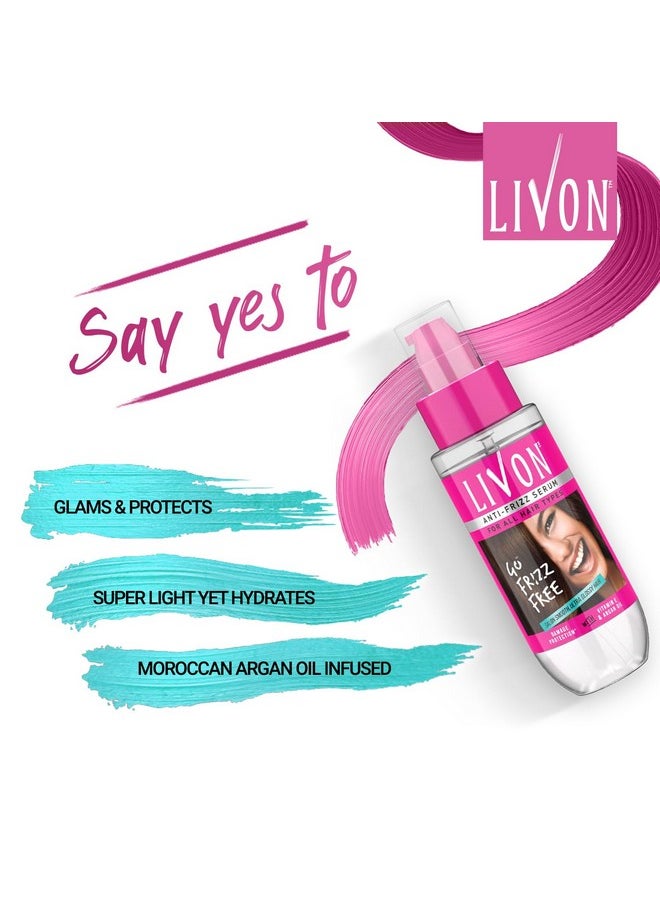Livon Hair Serum, For Dry & Frizzy Hair | Provides shine , smoothness & damage protection| Leave in serum for women & Men| With Vitamin E & Argan Oil | 100ml