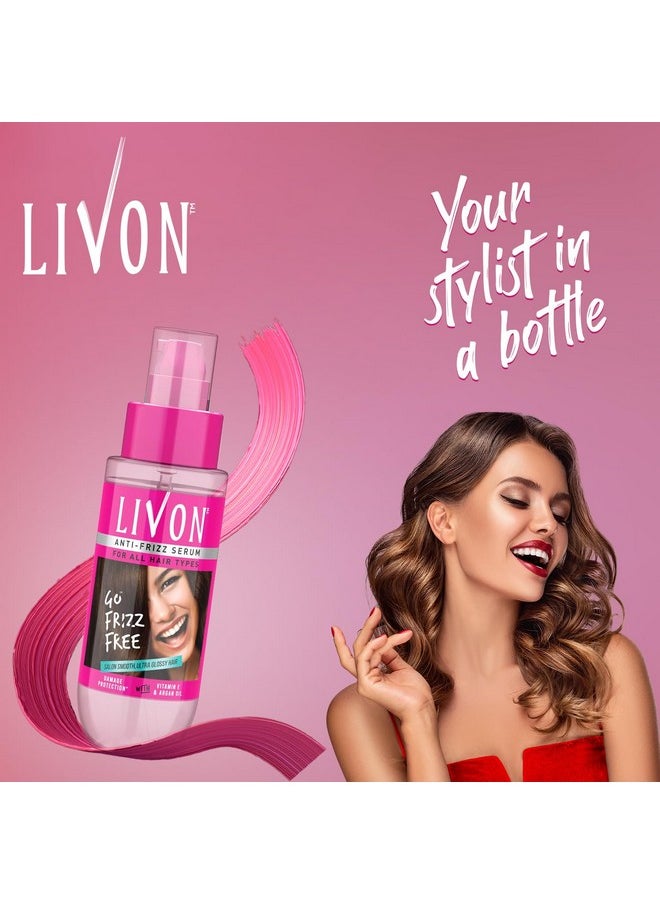 Livon Hair Serum, For Dry & Frizzy Hair | Provides shine , smoothness & damage protection| Leave in serum for women & Men| With Vitamin E & Argan Oil | 100ml