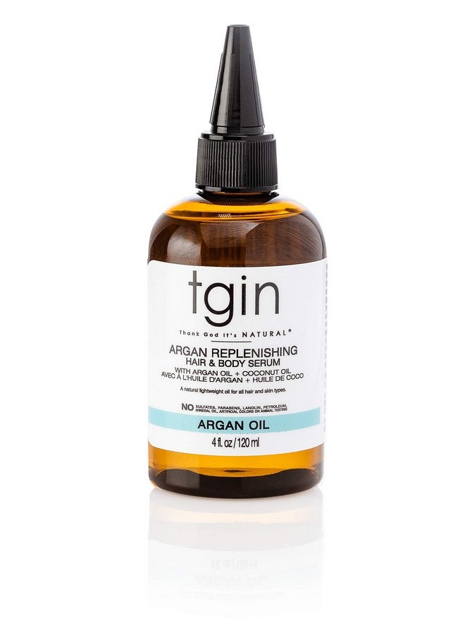 tgin Argan Replenishing Hair Serum - 4 Oz, Dry Hair, Moisturizing, Breakage Control, Paraben Free, Coconut Scent, Serum for Natural or Chemically Treated Hair, Hot Oil Treatment, Hair Styling Agent