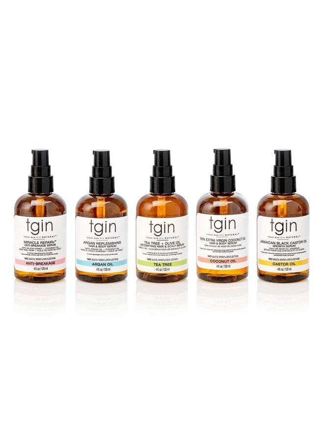 tgin Argan Replenishing Hair Serum - 4 Oz, Dry Hair, Moisturizing, Breakage Control, Paraben Free, Coconut Scent, Serum for Natural or Chemically Treated Hair, Hot Oil Treatment, Hair Styling Agent