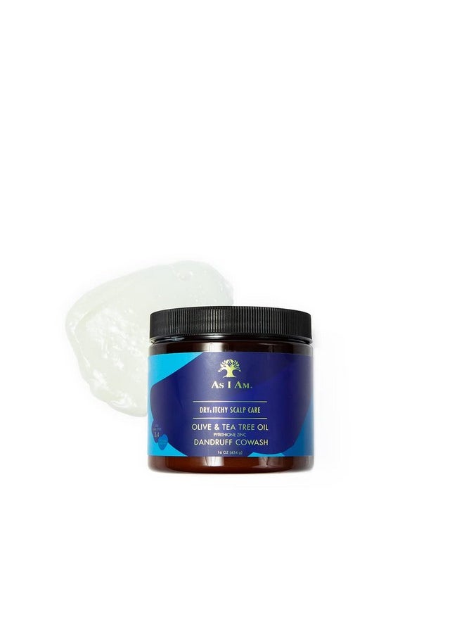 As I Am Dry & Itchy Scalp Care Cowash - 16 ounce - Enriched with Zinc Pyrithione, Olive Oil, and Tea Tree Oil - Fights Dandruff and Seborrheic Dermatitis