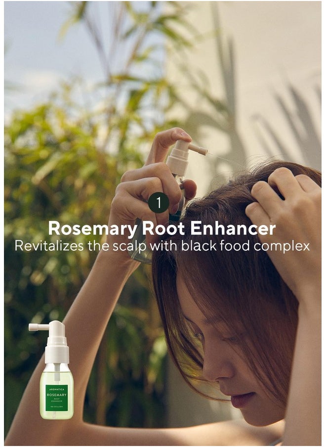 AROMATICA Rosemary Scalp Scaling Trial Kit - Hair Travel Kit | Mini Size Shampoo and Dry Scalp Treatment Set with Mini Wooden Brush