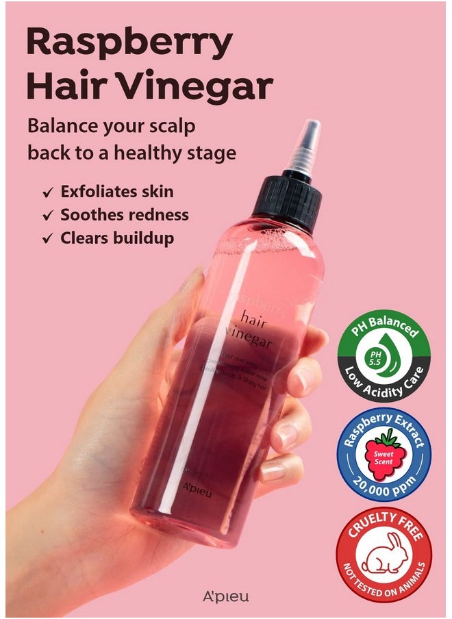 A’PIEU Raspberry Hair Vinegar Rinse 6.76 Fl oz - Scalp Treatment for Balanced pH, Shiny Hair | Korean Hair Care I Clarifies & Encourages Growth | Dandruff & Oil Control