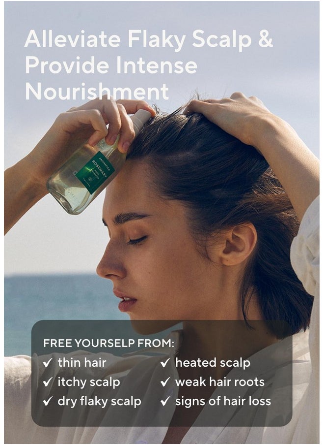 AROMATICA Rosemary Root Enhancer 3.38oz / 100ml - Scalp Nourishing with Food-graded Rosemary Oil - Relieves Itchy, Dry, Flaky Scalp - Free from Sulfate, Silicone, and Paraben