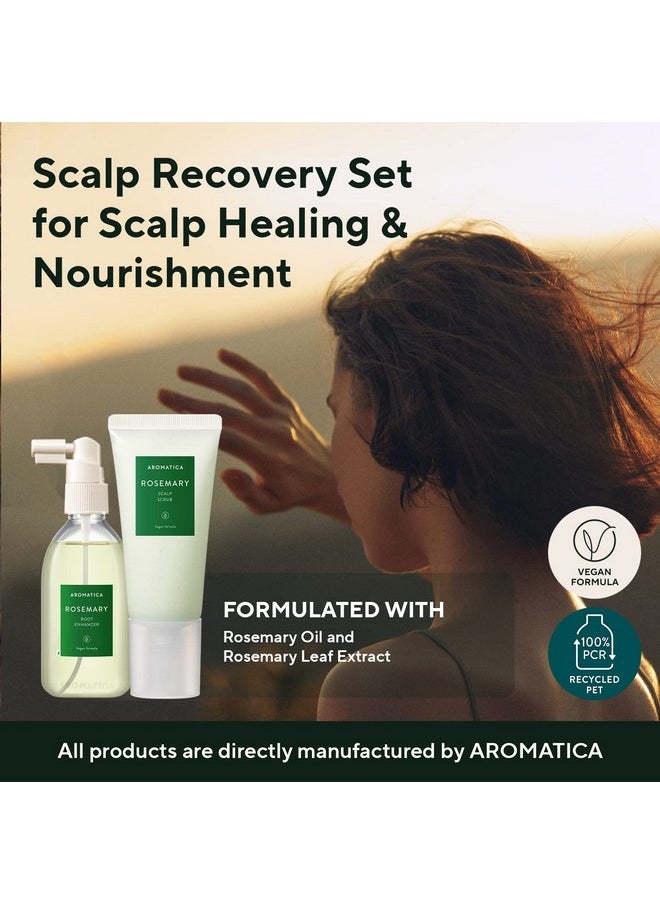 AROMATICA Rosemary Root Enhancer And Scalp Scrub Set - Rosemary Water Spray And Scalp Exfoliator For Dry Scalp Treatment, Protect and Refresh Your Hair with Rosemary Oil Scalp Care Gift Set