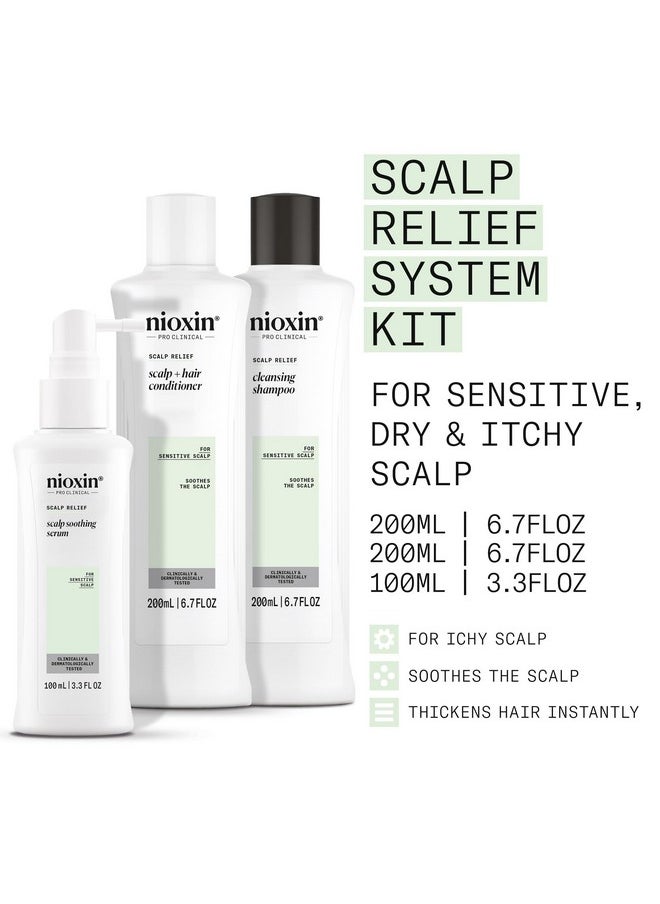 Nioxin Scalp Relief System - Hair Products for Sensitive, Itchy Scalp - Includes Shampoo, Conditioner and Serum (Packaging May Vary)