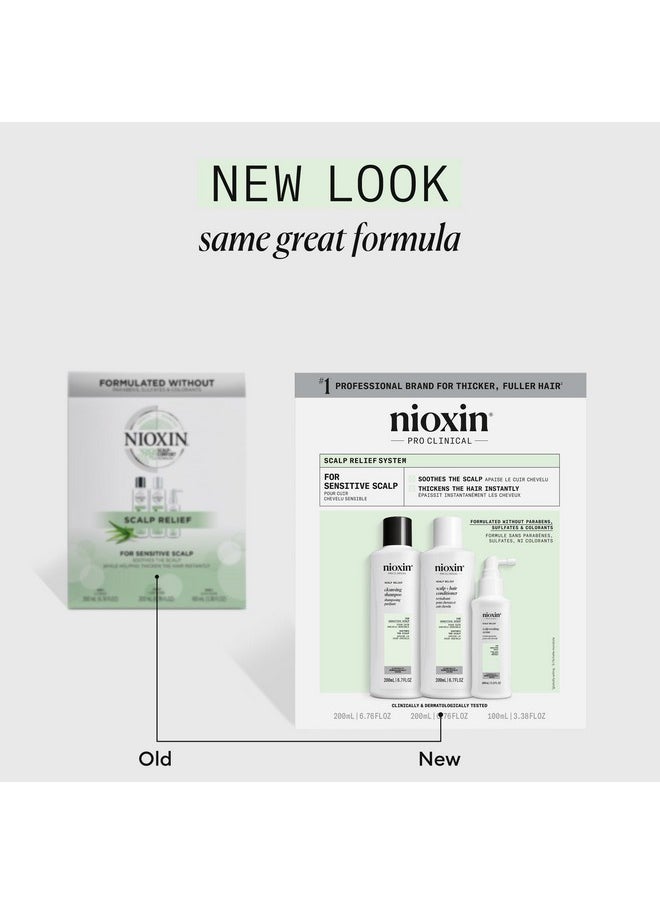 Nioxin Scalp Relief System - Hair Products for Sensitive, Itchy Scalp - Includes Shampoo, Conditioner and Serum (Packaging May Vary)