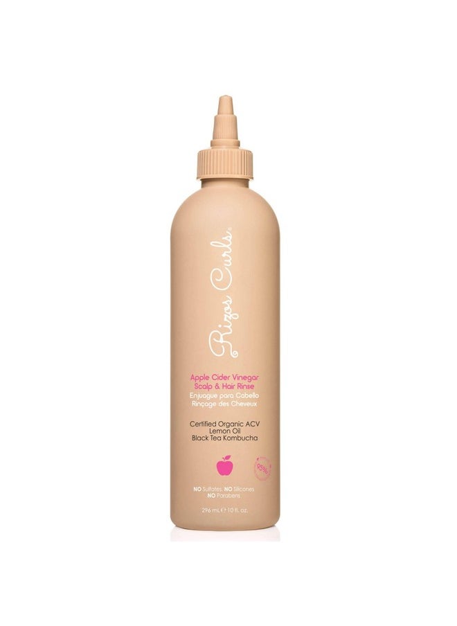 Rizos Curls Apple Cider Vinegar Scalp & Hair Rinse, Clarifies and Detox to Remove Product Buildup, Balance Oils, Revive Hair & Scalp, Enhances Softness & Shine, For All Hair Types 1a - 4c, 10 oz