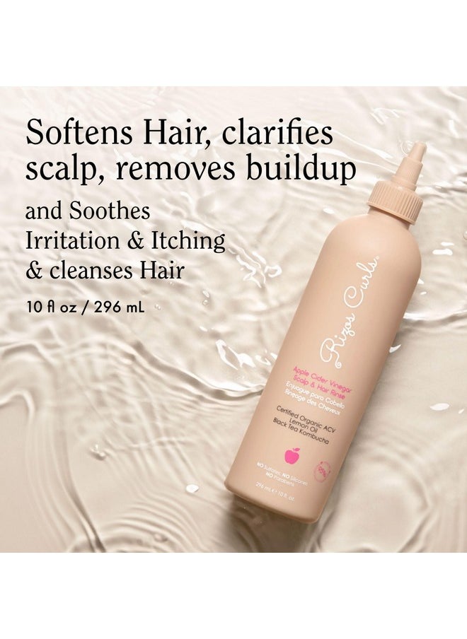 Rizos Curls Apple Cider Vinegar Scalp & Hair Rinse, Clarifies and Detox to Remove Product Buildup, Balance Oils, Revive Hair & Scalp, Enhances Softness & Shine, For All Hair Types 1a - 4c, 10 oz