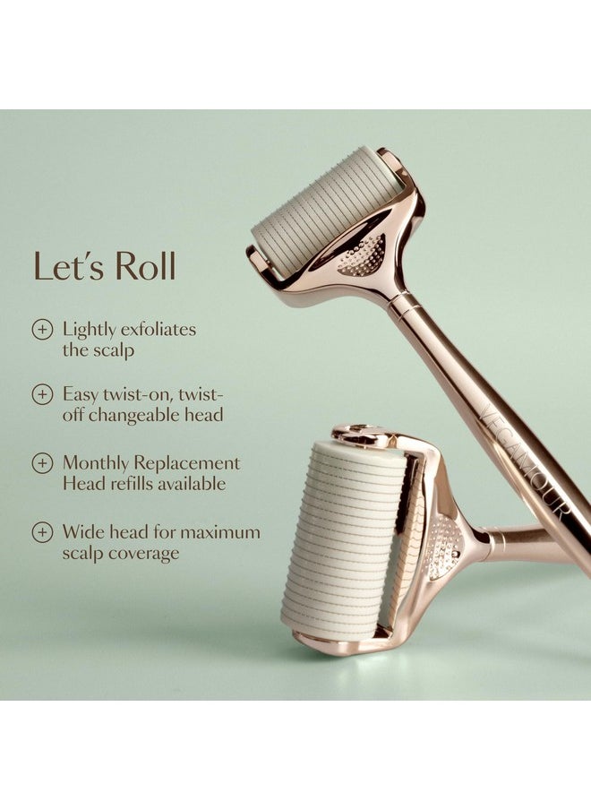 VEGAMOUR GRO+ Advanced Dermaroller | 1,200 Microneedle 0.25mm Scalp Tool | Gently Exfoliates the Scalp | Wide Head for Maximum Coverage