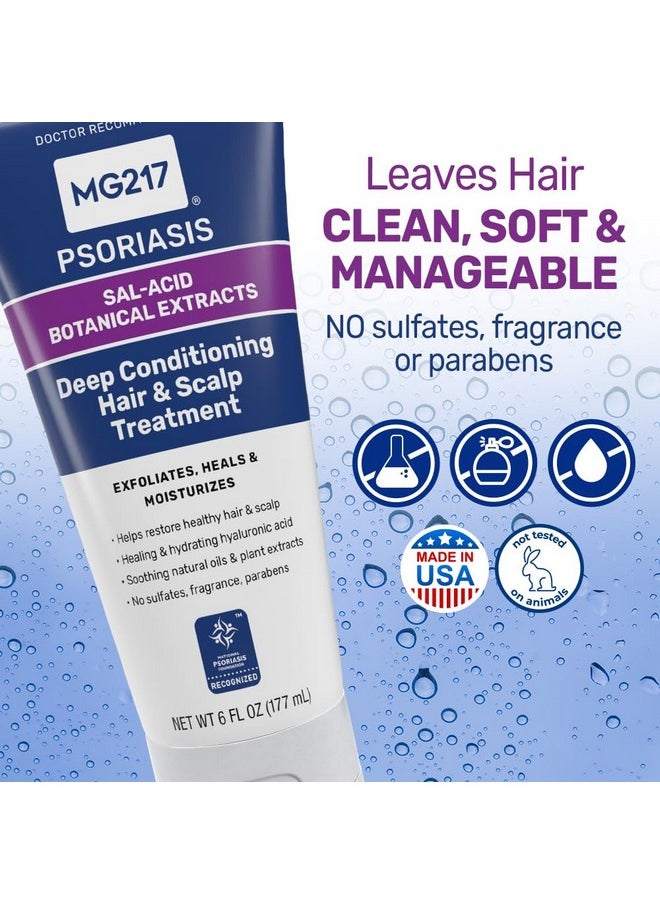 MG217 Deep Conditioning Salicylic Acid Scalp Treatment for Psoriasis, Exfoliates, Heals, Moisturizes, Hyaluronic Acid, Natural Oils, Plant Extracts, Sulfate free, Paraben Free, Fragrance Free, 6 floz