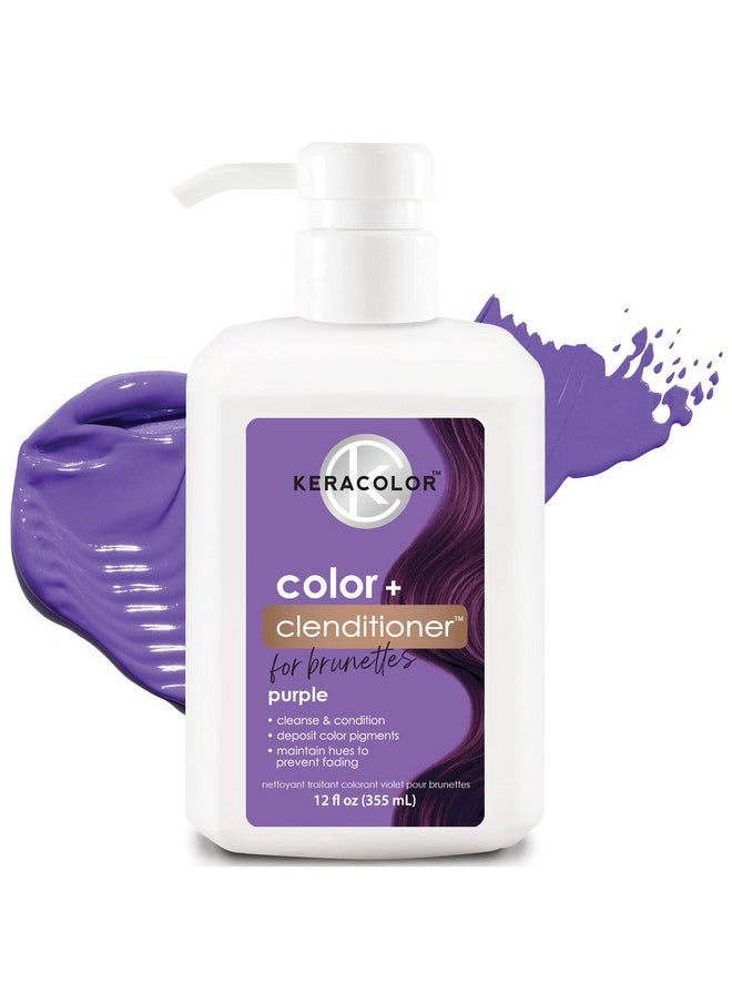 KERACOLOR Clenditioner for Brunettes PURPLE Dye, Semi Permanent Hair Color Depositing Conditioner, Cruelty-free, 12 Fl Oz (Pack of 1)