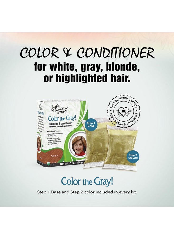 Light Mountain Henna Hair Color & Conditioner, Color the Gray - Auburn Hair Dye for Men/Women, Chemical-Free, Semi-Permanent Hair Color for White, Gray, and Blonde Hair, 7 Oz (Pack of 2)