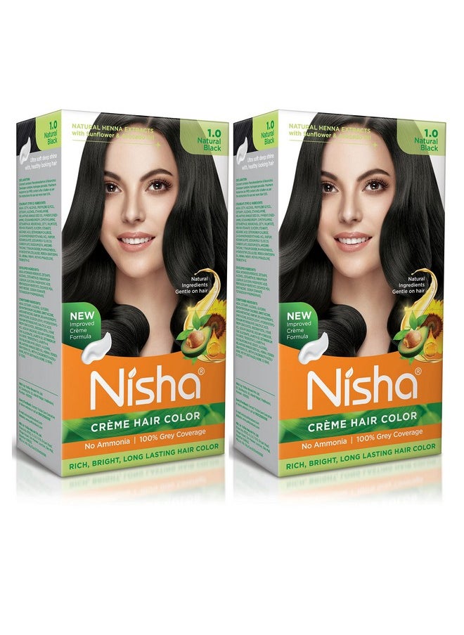 Nisha Crème Permanent Hair Color | Hair Dye Natural Black (Pack Of 2)