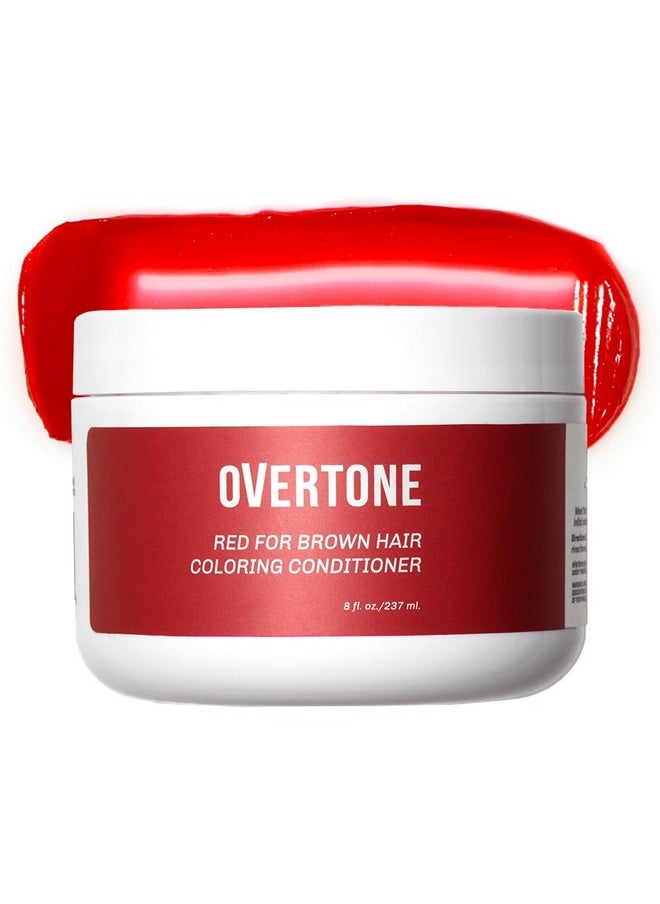 oVertone Haircare Color Depositing Conditioner - 8 oz Semi Permanent Hair Color with Shea Butter & Coconut Oil - Temporary Hair Color Dye - Vegan, Cruelty-Free - Red for Brown