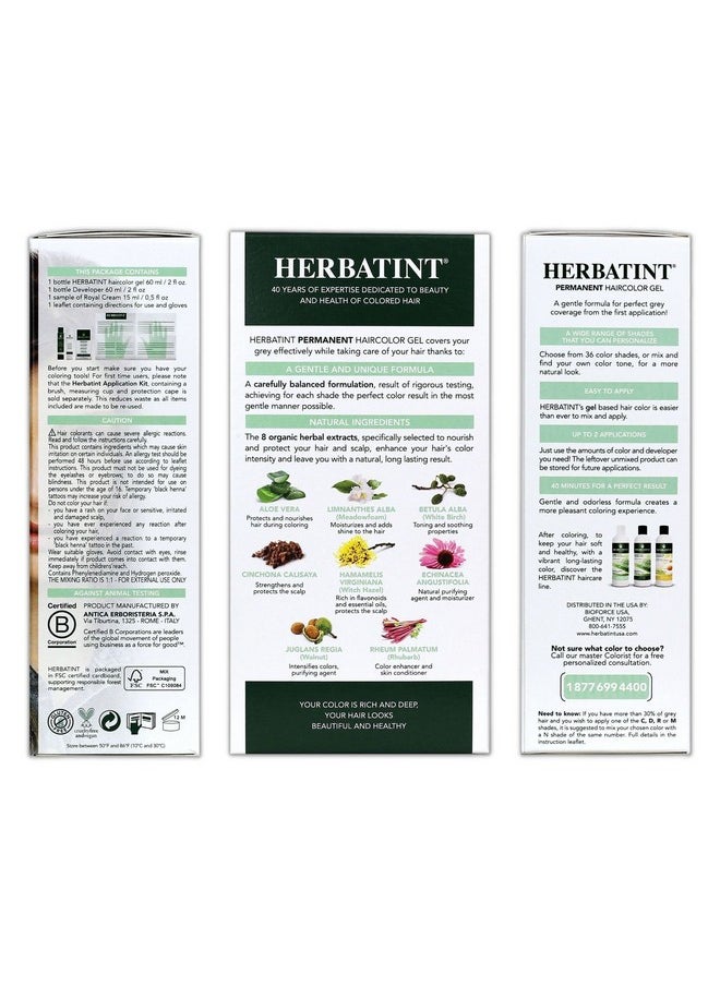 Herbatint Permanent Haircolor Gel, 6N Dark Blonde, Alcohol Free, Vegan, 100% Grey Coverage - 4.56 oz