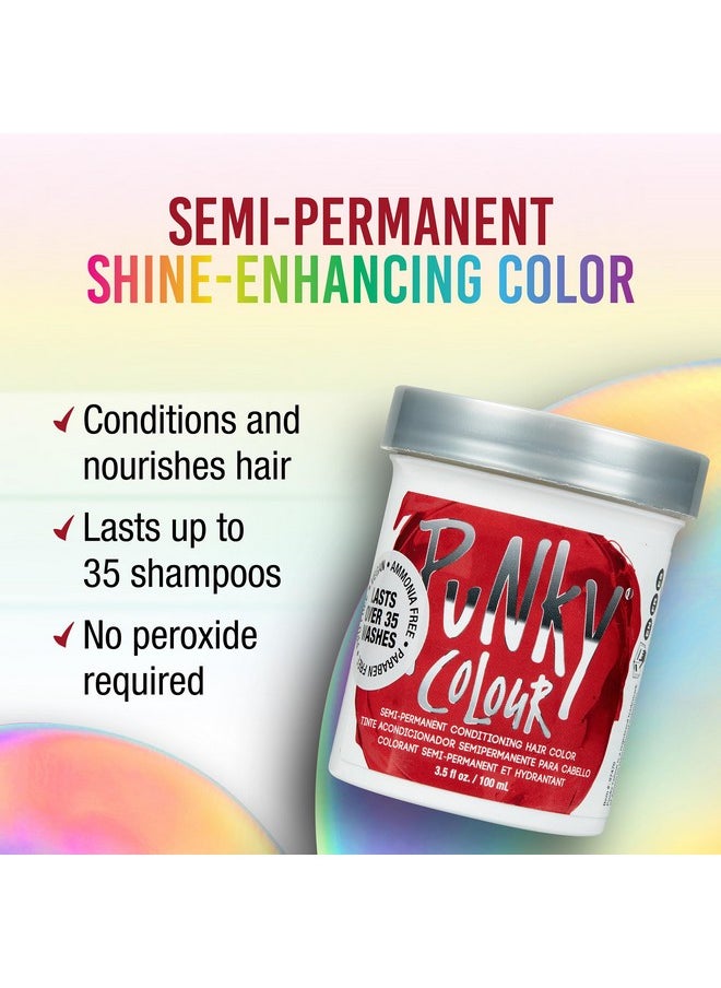 Punky Vermillion Red Semi Permanent Conditioning Hair Color, Vegan, PPD and Paraben Free, lasts up to 25 washes, 3.5oz
