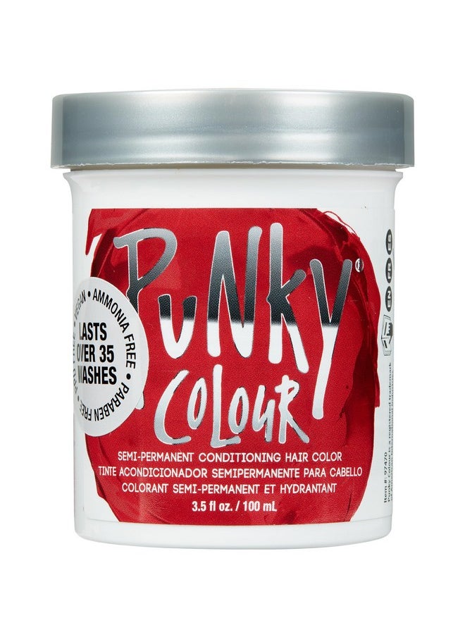 Punky Vermillion Red Semi Permanent Conditioning Hair Color, Vegan, PPD and Paraben Free, lasts up to 25 washes, 3.5oz