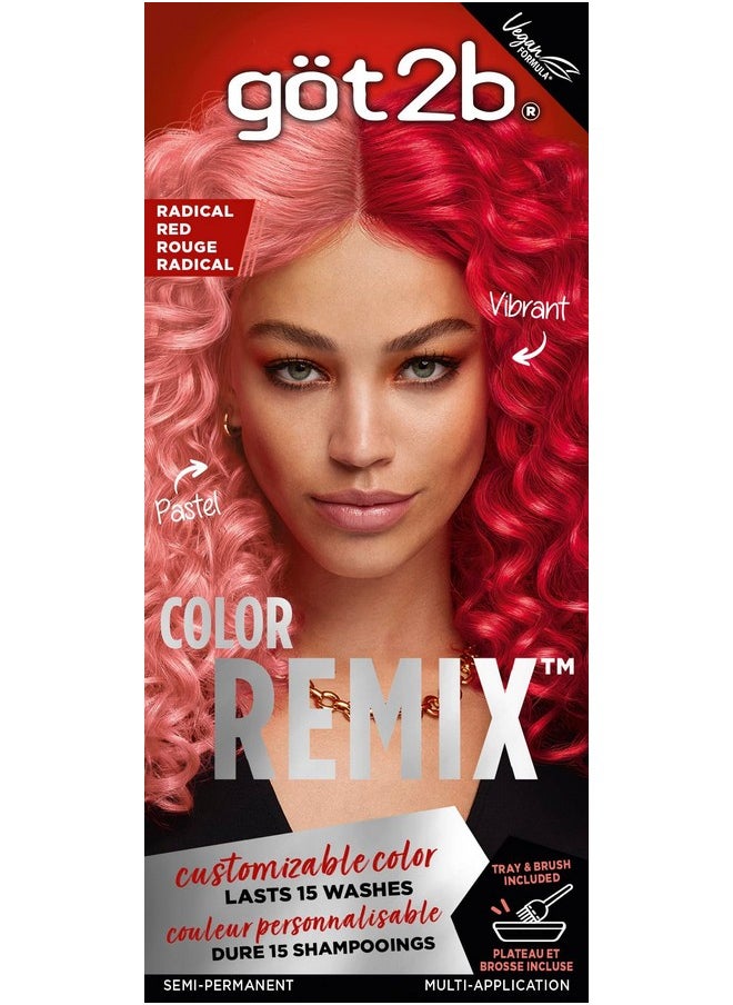 Got2b Color Remix, Customizable Semi-Permanent Hair Color, 092 Radical Red