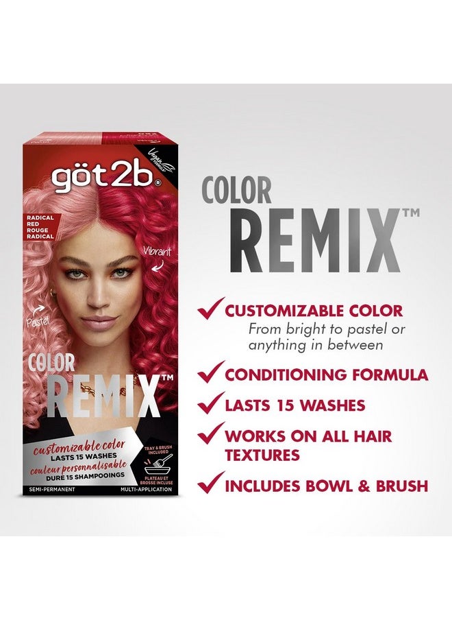 Got2b Color Remix, Customizable Semi-Permanent Hair Color, 092 Radical Red