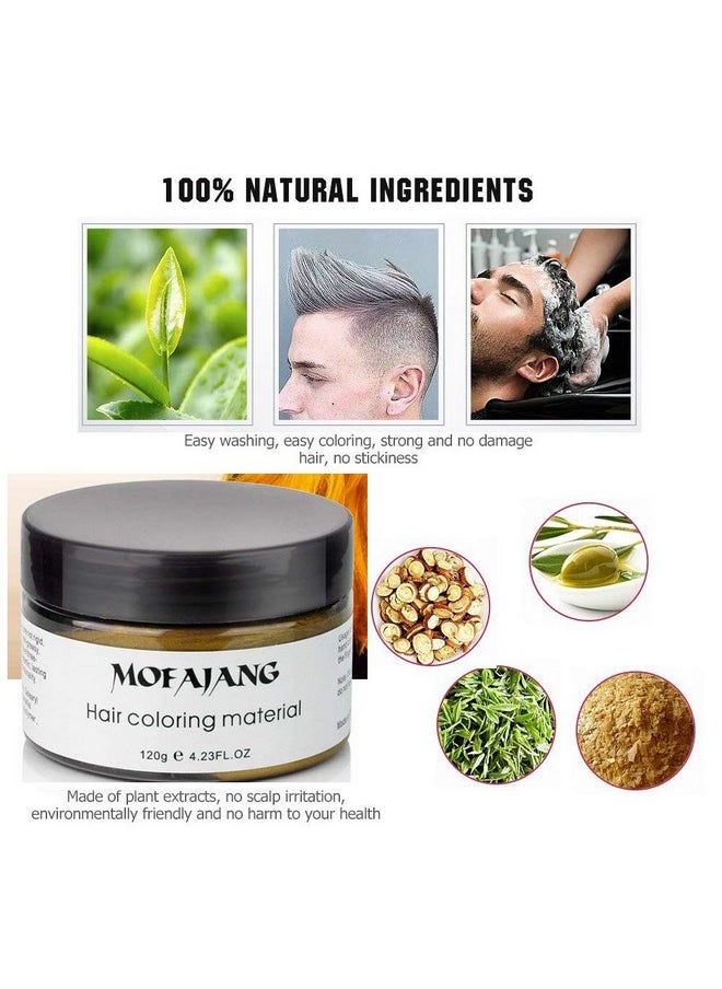 Mofajang Hair Wax Dye Styling Cream Mud, Natural Hairstyle Color Pomade, Washable Temporary, Gold