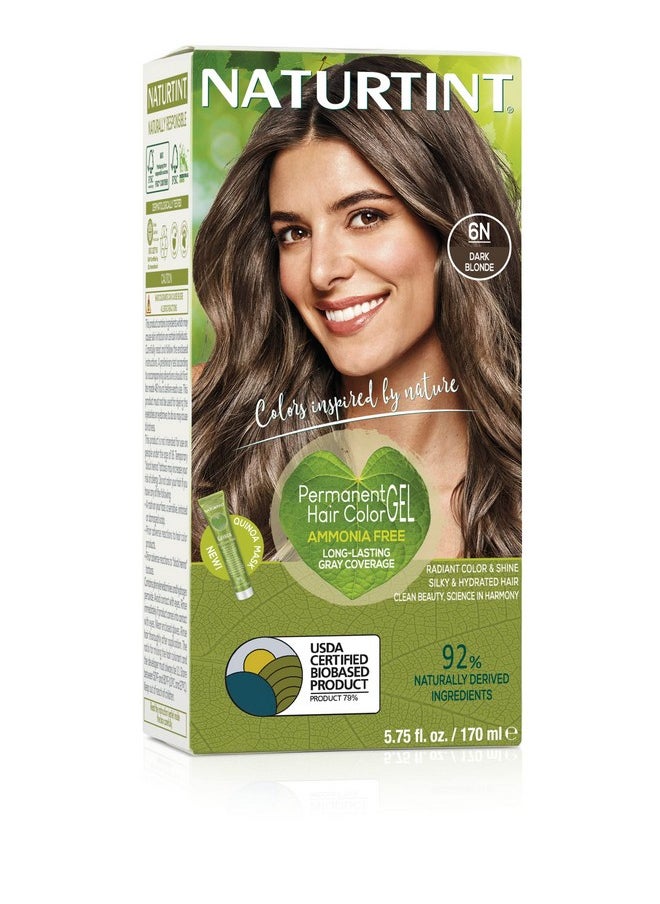 Naturtint Permanent Hair Color 6N Dark Blonde (Pack of 1), Ammonia Free, Vegan, Cruelty Free, up to 100% Gray Coverage, Long Lasting Results
