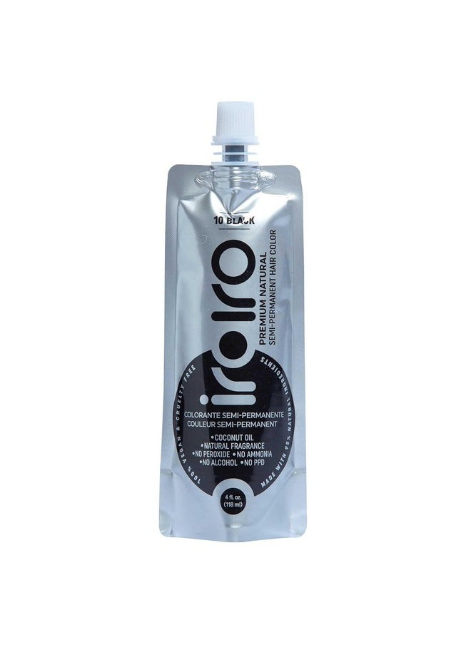 Iroiro Natural Premium Semi-Permanent Hair Color 10 Black 4oz